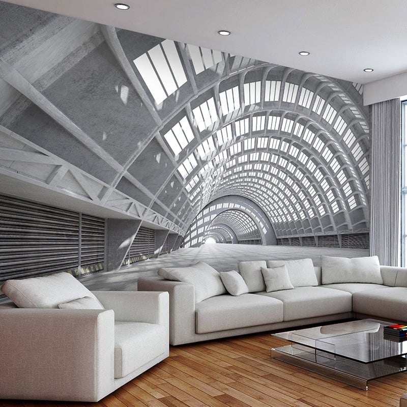 Retro pramoninio stiliaus cemento tapetai su 3D geometriniu dizainu, atsparus drėgmei šilko sienos audinys barų ir restoranų interjerams