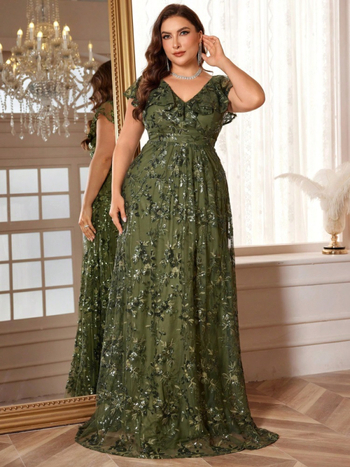 Βραδινό φόρεμα Α-γραμμή με V-λαιμό και παγιέτες, κοντά μανίκια, για πάρτι; Υλικό: σπάντεξ; Περιεκτικότητα υφάσματος: 80-90% σπάντεξ; Λαιμός: V-λαιμός; Σχήμα: Α-γραμμή