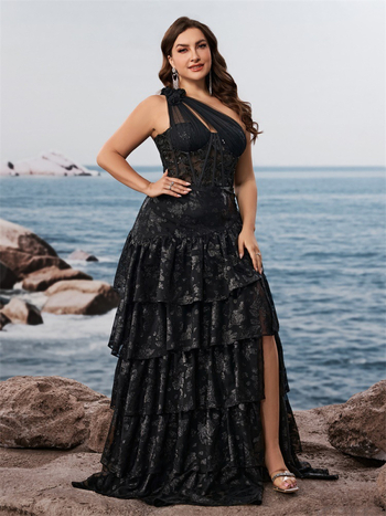 Elegantiška vakarinė suknelė su asimetriniu petimi, poliesteris, 95%+ poliesterio turinys, vakarėliams, suaugusioms moterims, vasara 2025