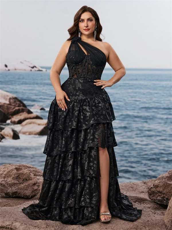 Elegantiška vakarinė suknelė su asimetriniu petimi, poliesteris, 95%+ poliesterio turinys, vakarėliams, suaugusioms moterims, vasara 2025