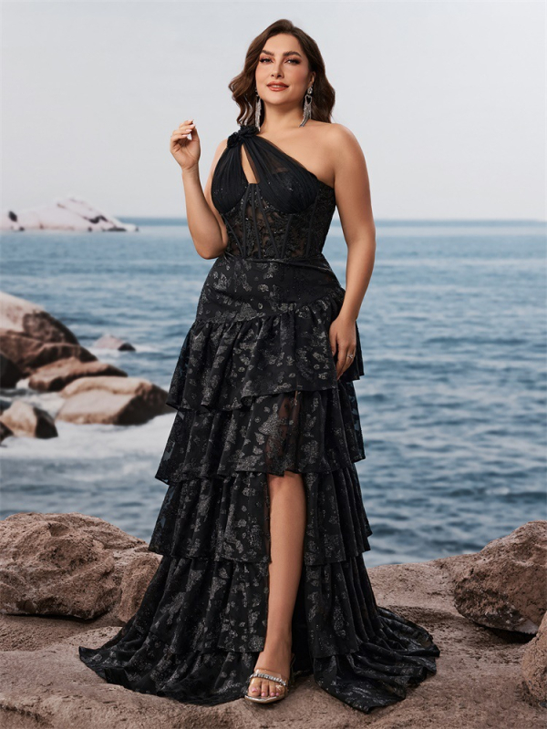 Elegantiška vakarinė suknelė su asimetriniu petimi, poliesteris, 95%+ poliesterio turinys, vakarėliams, suaugusioms moterims, vasara 2025