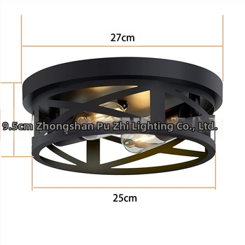 Εντοιχισμένος λαμπτήρας οροφής - ρετρό στυλ, πυρακτώμενος λαμπτήρας, 110V, σώμα από σίδηρο και σκιά από σίδηρο, 5–10 m²