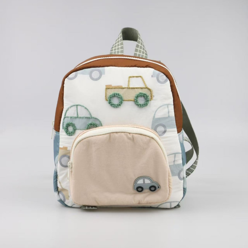 Универсална детска раничка с бродиран автомобил, предучилищна възраст, Oxford плат, намаляване на натоварването, игрив и сладък стил, унисекс