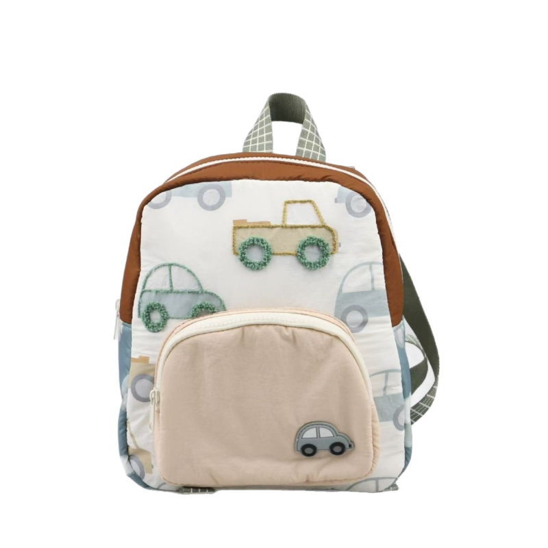 Универсална детска раничка с бродиран автомобил, предучилищна възраст, Oxford плат, намаляване на натоварването, игрив и сладък стил, унисекс