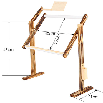 Ξύλινο πλαίσιο κεντήματος για γραφείο, κάθετη στήριξη, 5 οπές, ρυθμιζόμενο ύψος, κινεζικό στυλ