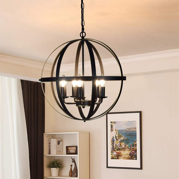 Lustre od kovanog željeza, 5 LED svjetala, Ø300 mm × 1500 mm, model MD2108-3, 110V, podesiva visina 0,1–1 m