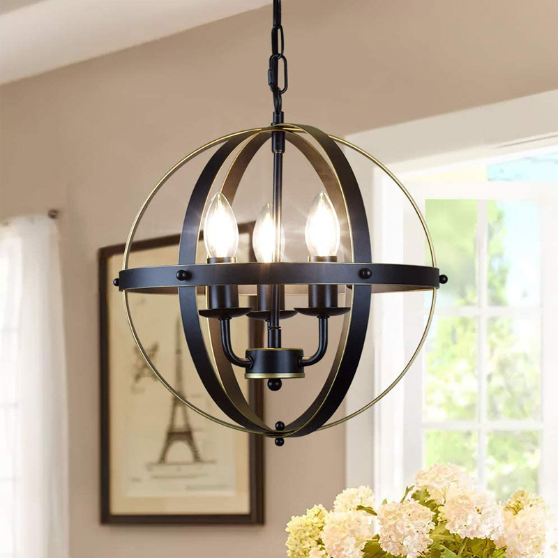Lustre od kovanog željeza, 5 LED svjetala, Ø300 mm × 1500 mm, model MD2108-3, 110V, podesiva visina 0,1–1 m
