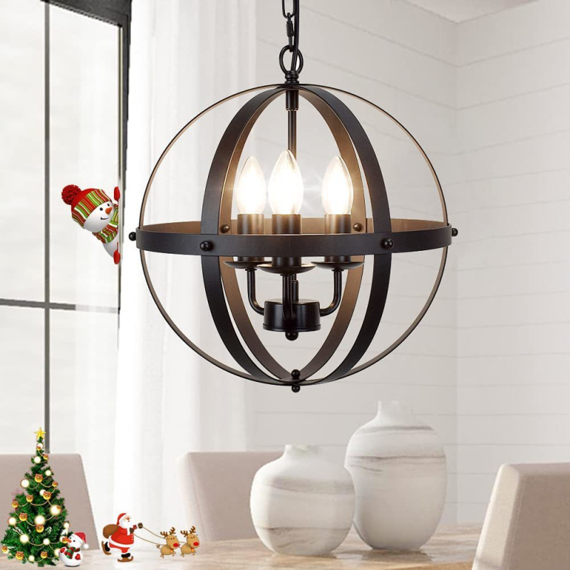 Lustre od kovanog željeza, 5 LED svjetala, Ø300 mm × 1500 mm, model MD2108-3, 110V, podesiva visina 0,1–1 m