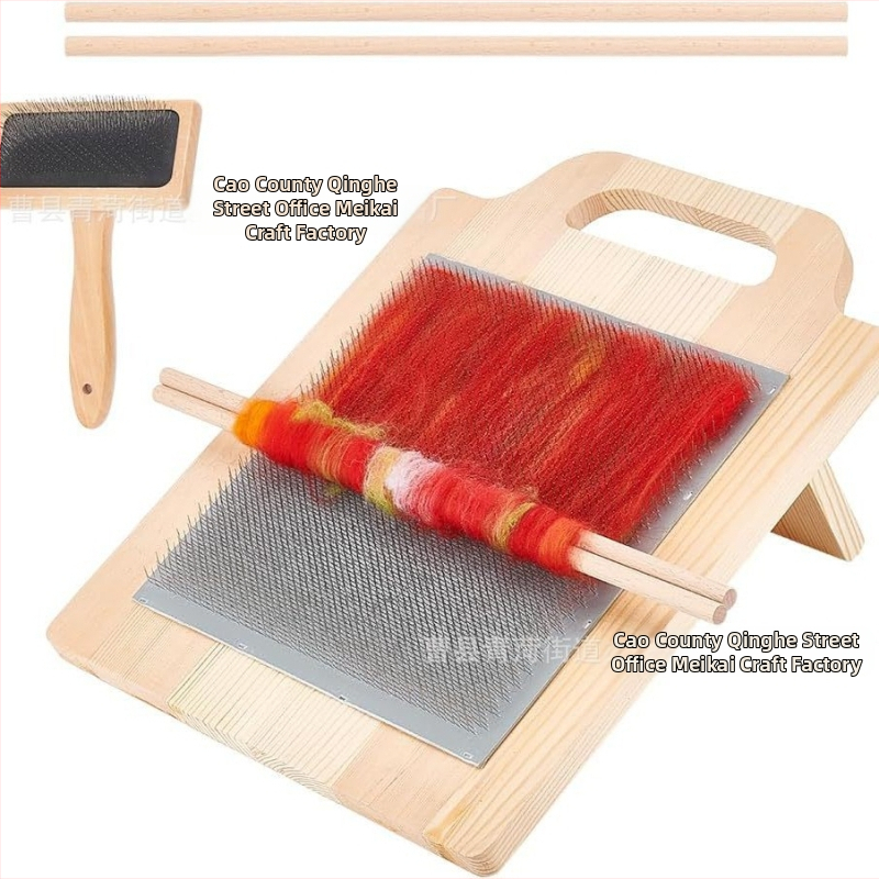 Nešiojamas medinės vilnos pluošto komplektas niansų maišymui, verpimui ir šukavimui – siuvimo mašinos priedai; kūrybingas minimalistinis stilius; galima pritaikyti.