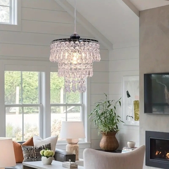 Οροφής φωτιστικό με κρύσταλλα, μοντέρνο απλό στυλ, LED φως, τάση ≤36V, εμβέλεια φωτισμού 5–10 τ.μ.