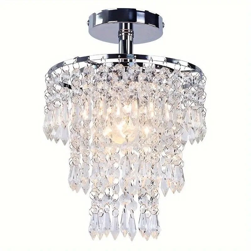 Таванна лампа с кристална абажур, модерен минимализъм, LED осветление, напрежение ≤36V, обхват 5–10㎡