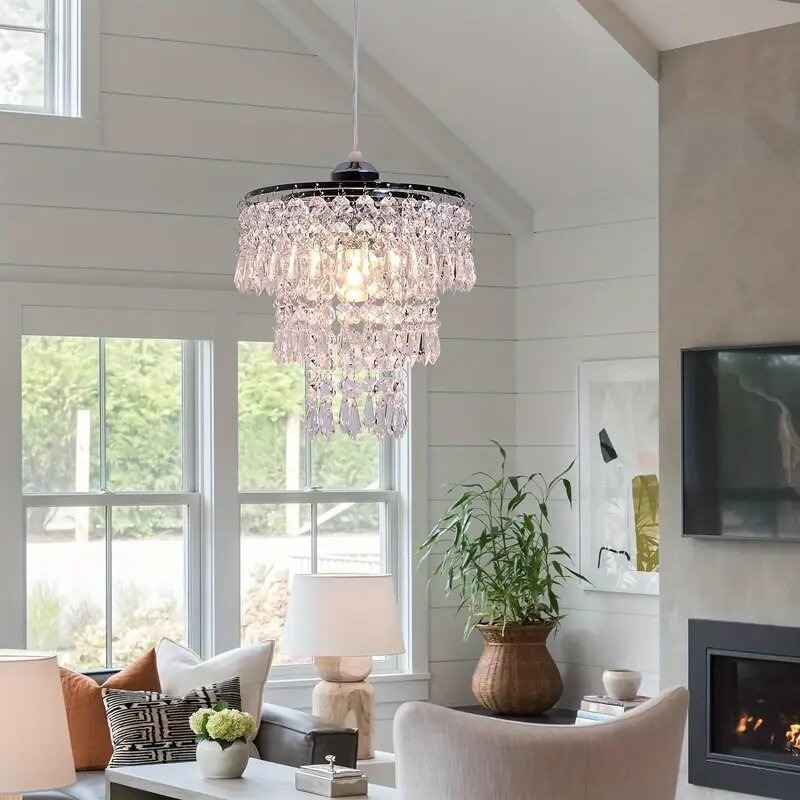 Таванна лампа с кристална абажур, модерен минимализъм, LED осветление, напрежение ≤36V, обхват 5–10㎡