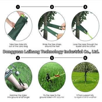 Τριμελής σετ αγκυρώσεων κήπου από ανοξείδωτο ατσάλι με θήκη για σχοινί – για κορμούς και νεαρά δέντρα