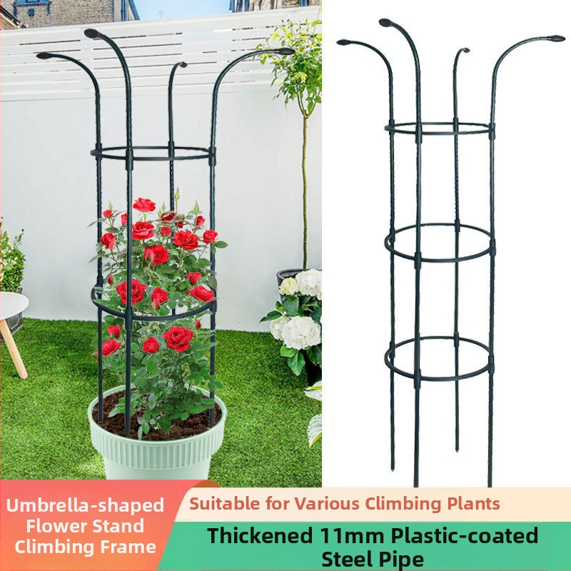 Чадърен държач за цветя за катеращи растения, външна градинска рамка, опора за рози и клематис, диаметър на тръбата 11 мм