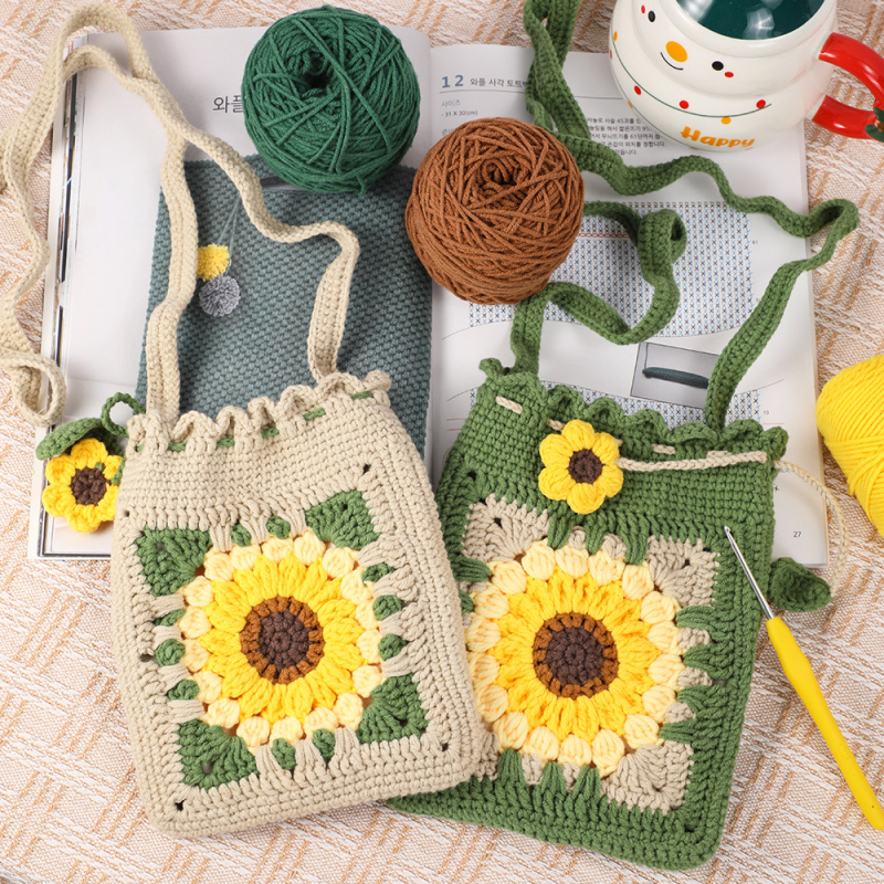 DIY komplet za kukičanje — privjesak s motivom suncokreta za torbu, sladak stil, 30 kom, 250 g, Zuuman