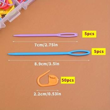 Plastikinė žymėjimo sagtis megztuvams – Prekės ženklas Grandma Textile | Dėžutė: 200 vnt | Bendras svoris: 10