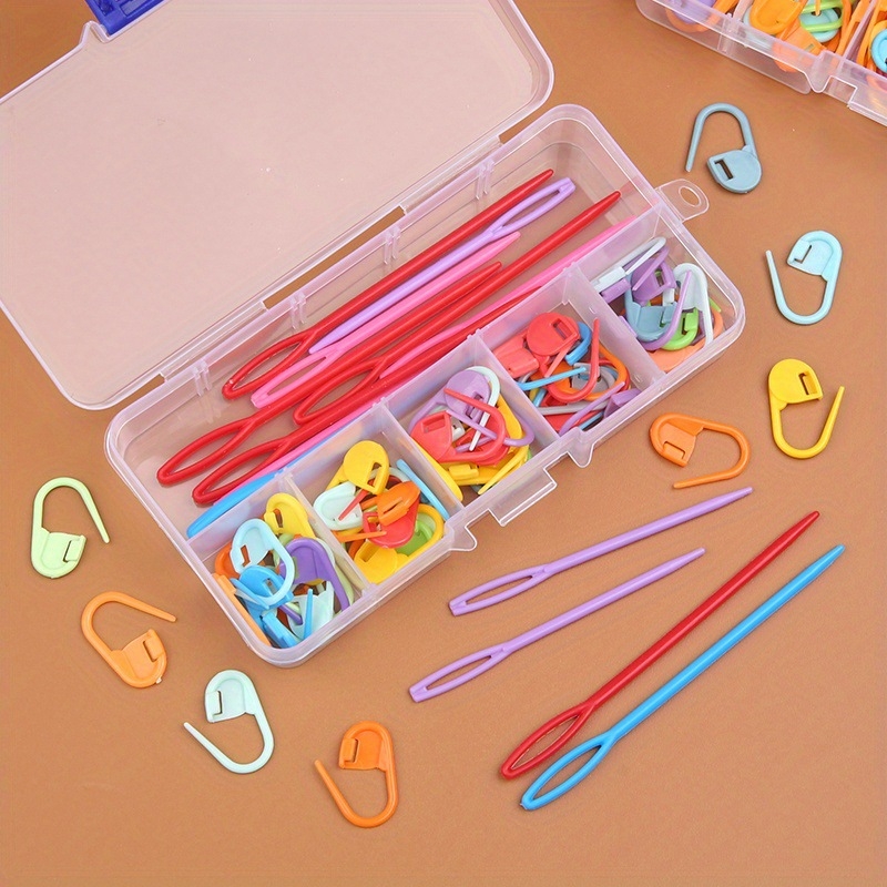 Plastikinė žymėjimo sagtis megztuvams – Prekės ženklas Grandma Textile | Dėžutė: 200 vnt | Bendras svoris: 10