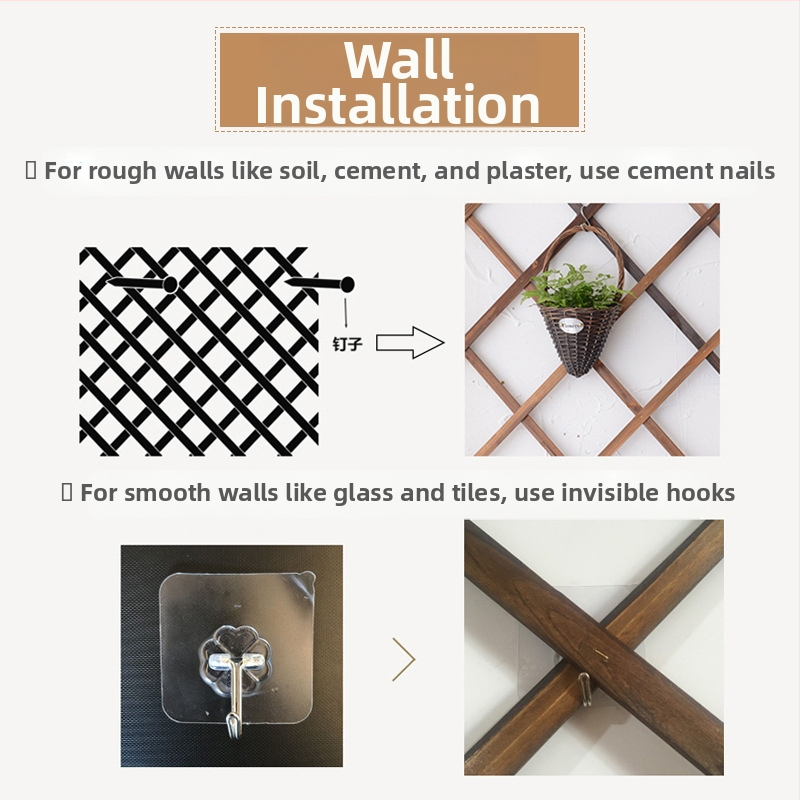 Външна стенна стойка за растения и катереща решетка от антикорозионно дърво за балкон и градина, код на продукта Tb-635814615018