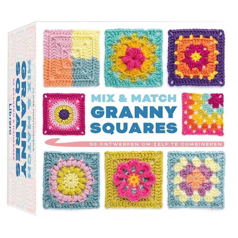 Колода карти Granny Square за плетене с кука, 50 карти, прост и модерен стил, персонализируема, подходяща за промоции