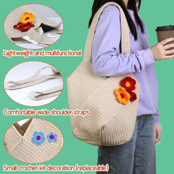 Σετ βελονάκι για μποέμ κρεμαστό τσάντας — ακρυλικό νήμα, 21s, 4 κλώνοι, worsted, γραμμικό νήμα