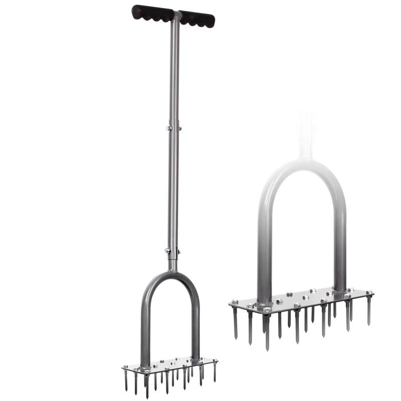 Dex metalni vrtni aerator, tip grablje, s 15 šiljaka, univerzalna upotreba.