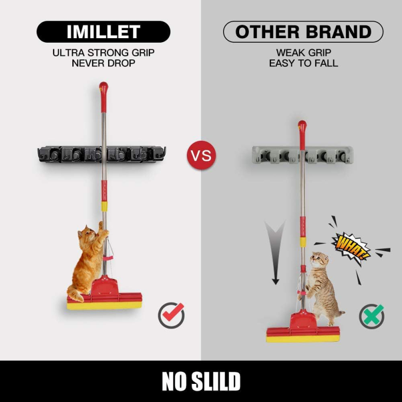 Държач за моп за стена (пластмаса и желязо), 350 g, полирана повърхност, марка YW, модерен минималистичен стил