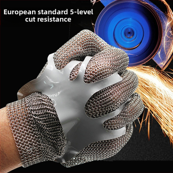 BX 5201 Pjovimo apsaugos pirštinės su 304L nerūdijančio plieno žiedu, ilgis 22 cm, skirtos mėsos apdorojimui