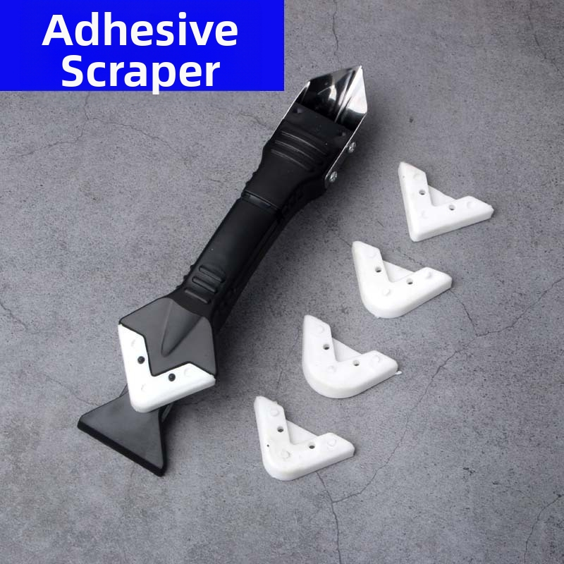 Üvegtömítő spatula, 5-az-1-ben eszköz ferde kaparóval, műanyag, 5 darabos készlet, Yu Lin Double Ride