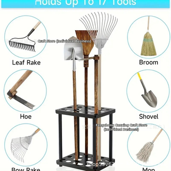 Porfestett vasból készült szerszárraktár garázsban és kültéren használatra, lapát- és seprűrekeszekkel