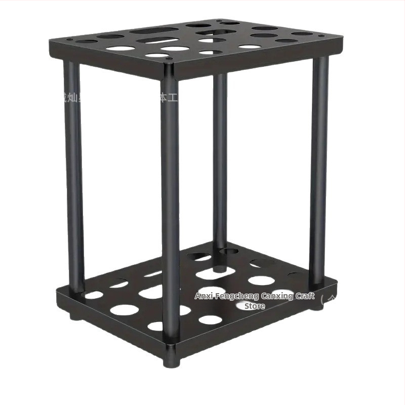 Práškovane ošetrený kovový úložný stojan na náradie pre garáž a vonkajšie použitie s priehradkami na lopatu a metlu