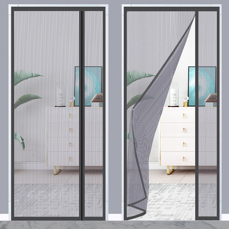Durų ekranas nuo uodų su deimantine tinkleliu, šoninis atidarymas, magnetinis užsegimas, miegamajam, Velcro užuolaida