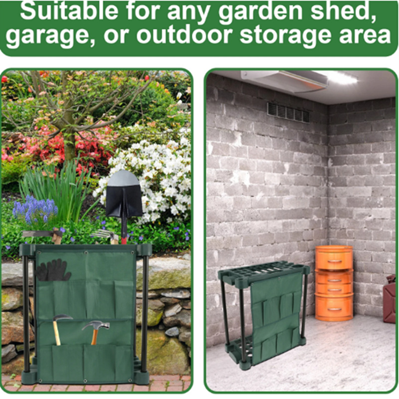 Sodo įrankių laikiklis – Medžiaga: PP + plieno vamzdis, Prekės ženklas OEM, Tinka sodui, pavėsinei ir garažui