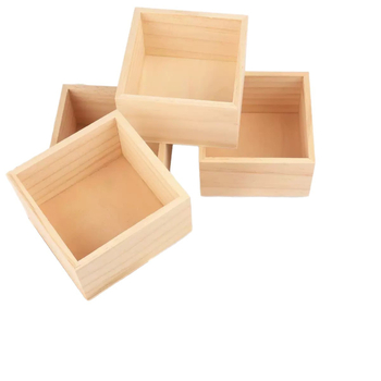 Κουτί αποθήκευσης για παχύφυτα, χωρίς καπάκι, τετράγωνο ξύλινο κουτί, DIY βαμμένο, δυνατότητα εκτύπωσης λογότυπου