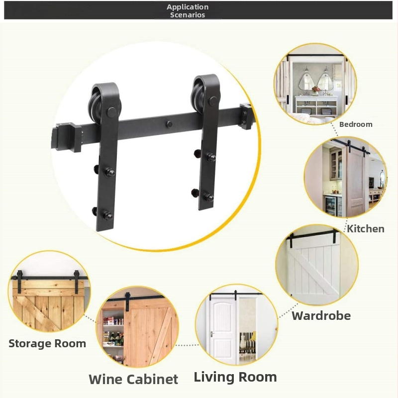 Xin Qirui комплект за плъзгащи се хамбарни врати, алуминиева сплав, повърхностна обработка песъкоструй, персонализирана обработка