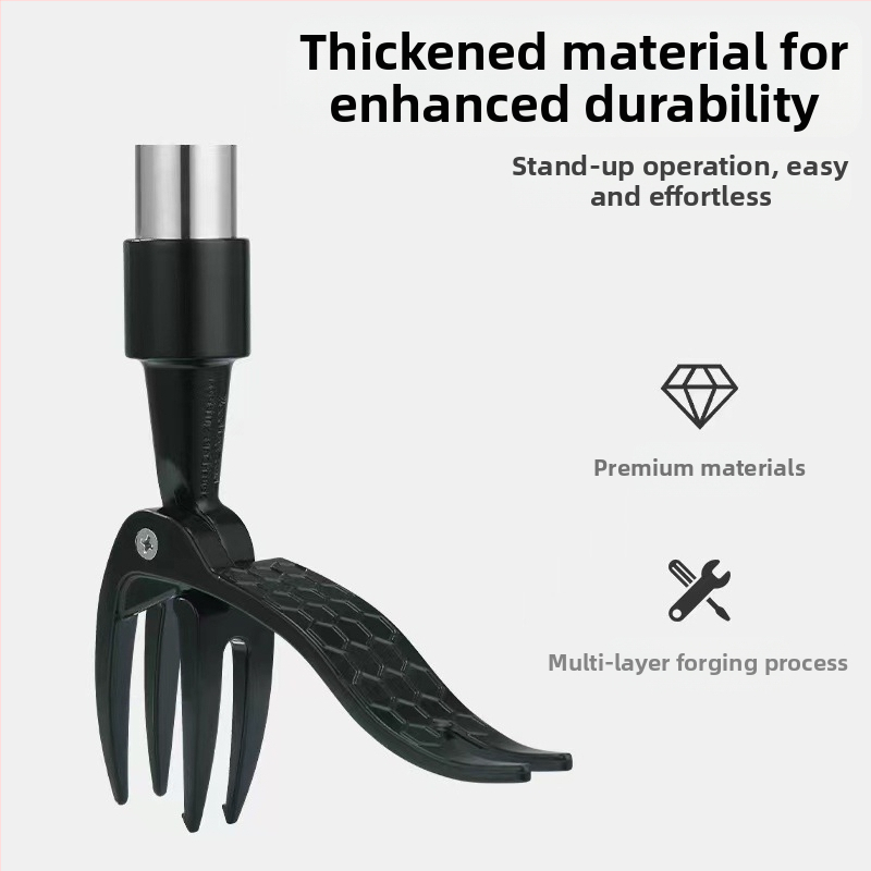 Двустранна ръчна мотика за плевели от неръждаема стомана – стоящ дизайн за премахване на корени