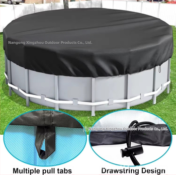 Κύκλικο εξωτερικό κάλυμμα πισίνας, ανθεκτικό στη σκόνη και αδιάβροχο, ύφασμα Oxford 210D, με εκτυπωμένο λογότυπο