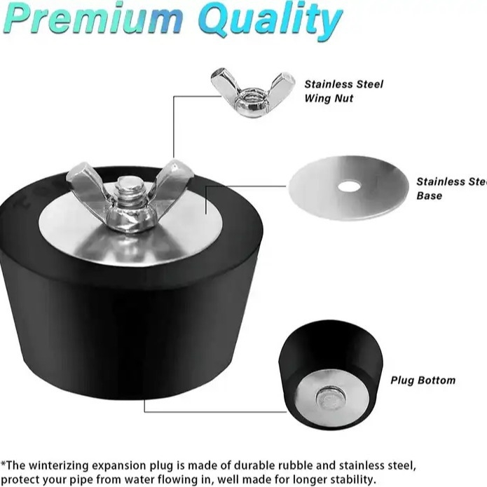 Τάπα σωληνώσεων πισίνας κατά της κατάψυξης, υλικό NBR+POM, μοντέλο BAFB04A, κατάλληλη για κολύμβηση και βάδισμα στο νερό, φουσκωτή πισίνα, Blue Elf