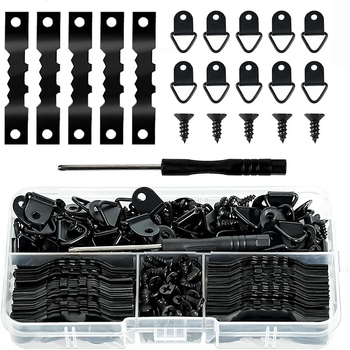 Fém fotókerethez tartozó akasztókészlet, háromszög alakú fűrészfogú kampók, vasból, Huiyi márka, modern minimalist stílus, környezetbarát bevonat