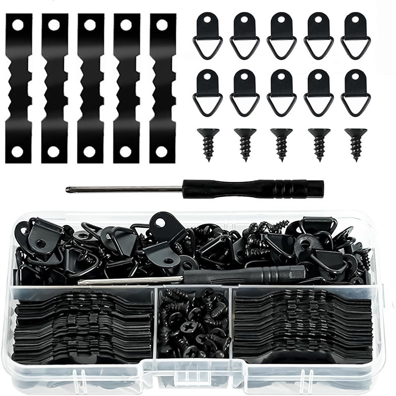 Fém fotókerethez tartozó akasztókészlet, háromszög alakú fűrészfogú kampók, vasból, Huiyi márka, modern minimalist stílus, környezetbarát bevonat