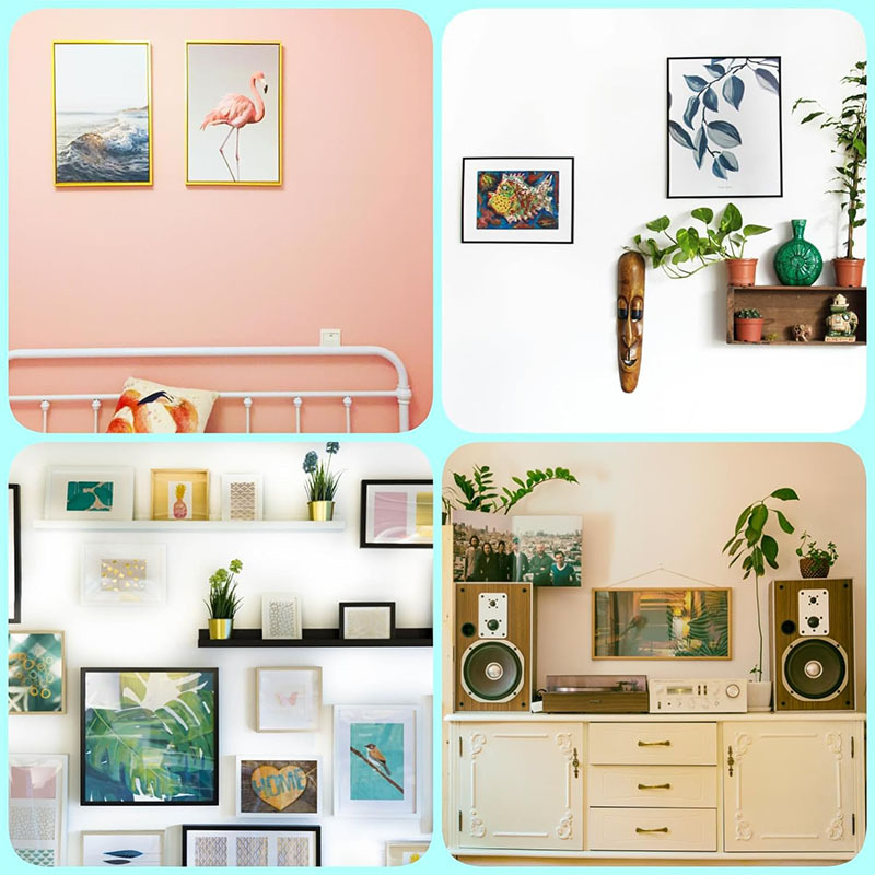 Fém fotókerethez tartozó akasztókészlet, háromszög alakú fűrészfogú kampók, vasból, Huiyi márka, modern minimalist stílus, környezetbarát bevonat