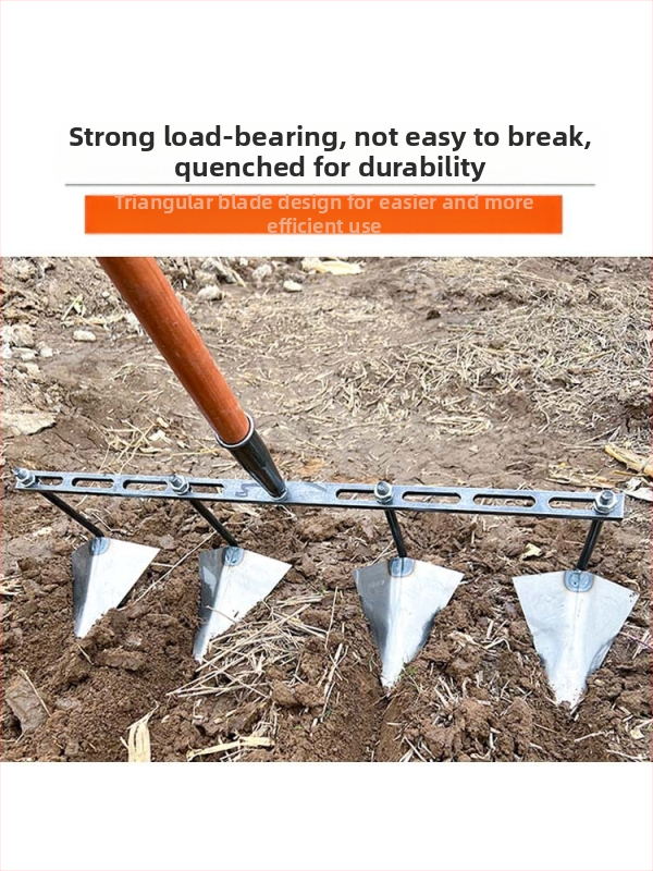 Nastaviteľná trojuholníková motyka pre tvorbu priekop; uvoľňovanie pôdy a kopanie