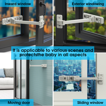 Looktosee Langų ir durų saugos spyna — vaikų apsauga nuo atidarymo, spaudimo-traukimo mechanizmas, tinkama aukštoms pastatams, 90 vnt pakuotė