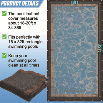 Κάλυμμα πισίνας με λεπτό δίχτυ, προστατευτικό δίχτυ για πισίνα και λίμνη, σκίαση, αποφυγή φύλλων φθινοπωρινή-χειμερινή