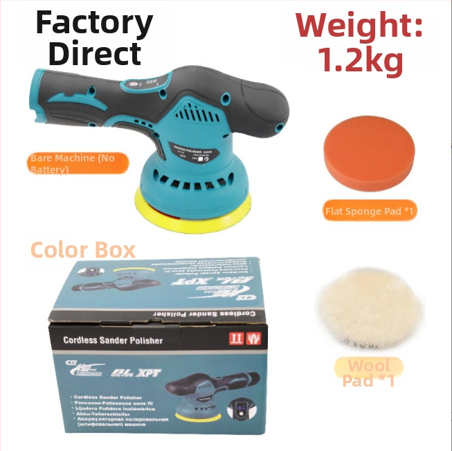 Belaidė automobilių poliravimo ir vaško dengimo mašina, rankinė su ličio baterija (12V, fiksuotas greitis, skirtas auto poliravimui ir vaško dengimui)