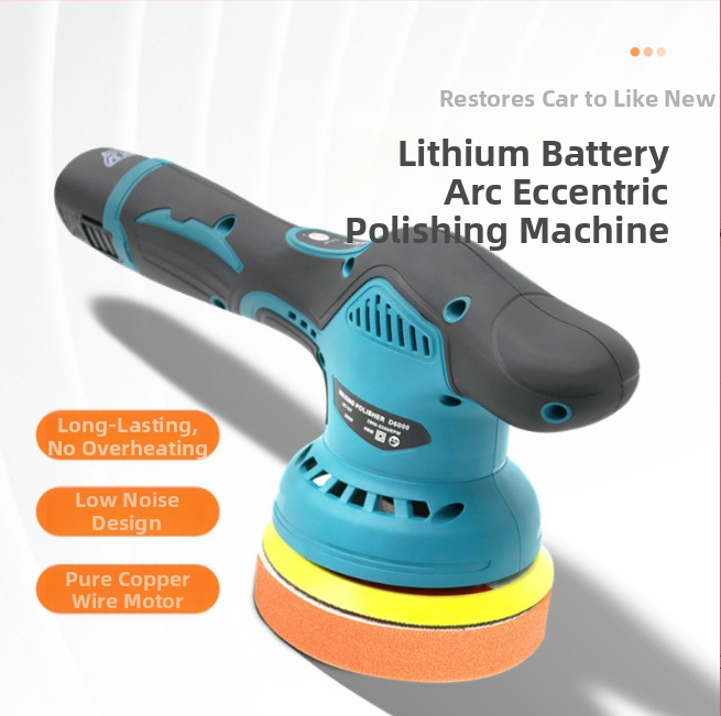 Belaidė automobilių poliravimo ir vaško dengimo mašina, rankinė su ličio baterija (12V, fiksuotas greitis, skirtas auto poliravimui ir vaško dengimui)