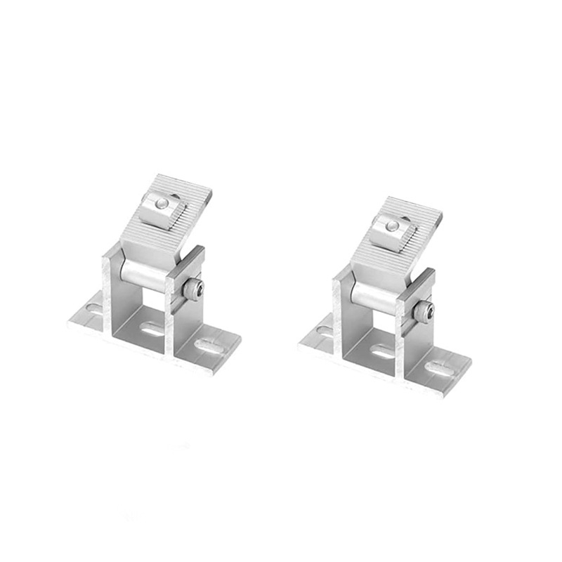 Saulės fotovoltinis laikiklis su reguliuojamomis priekyje ir gale kojomis, 15–30° kampu, aliuminio lydinys 6005-T5, svoris 1,82 kg, tinka metalinei stogo dangai ir cemento stogui