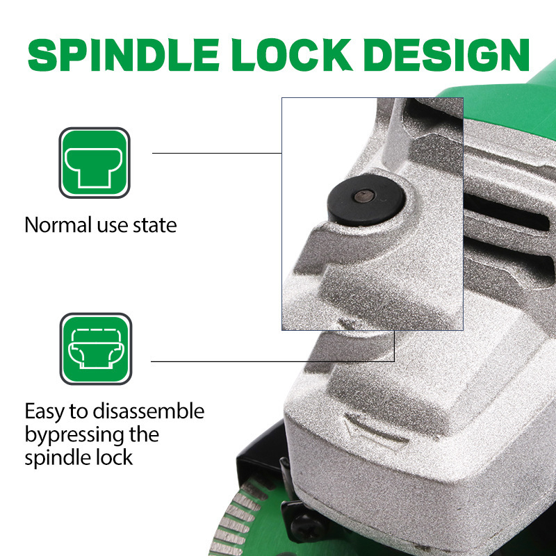 NEWBEAT 110V електрически ъглошлайф, AC захранване, тегло 2.5 кг, кабел 1.8 м, аксесоари: кожух за диск, гаечен ключ, въглеродна четка, държач за захващане