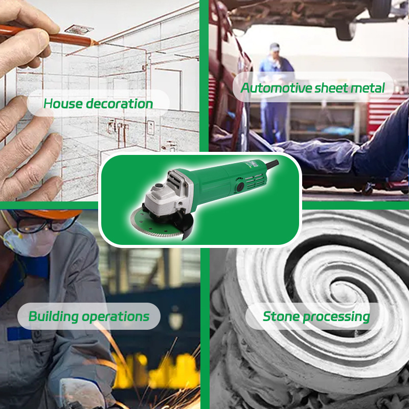 NEWBEAT 110V електрически ъглошлайф, AC захранване, тегло 2.5 кг, кабел 1.8 м, аксесоари: кожух за диск, гаечен ключ, въглеродна четка, държач за захващане