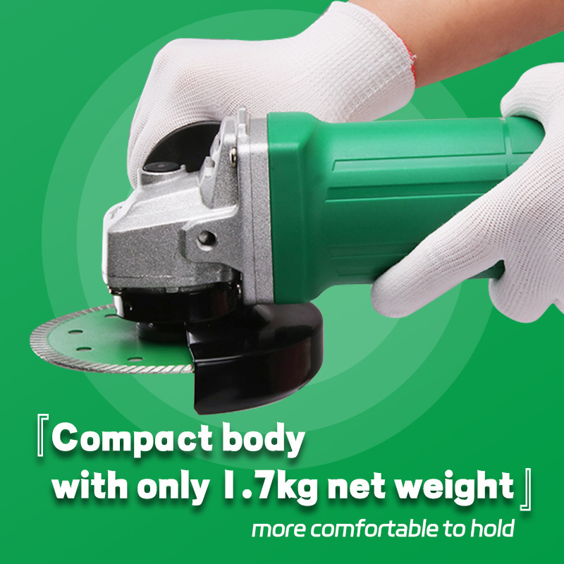 NEWBEAT 110V електрически ъглошлайф, AC захранване, тегло 2.5 кг, кабел 1.8 м, аксесоари: кожух за диск, гаечен ключ, въглеродна четка, държач за захващане