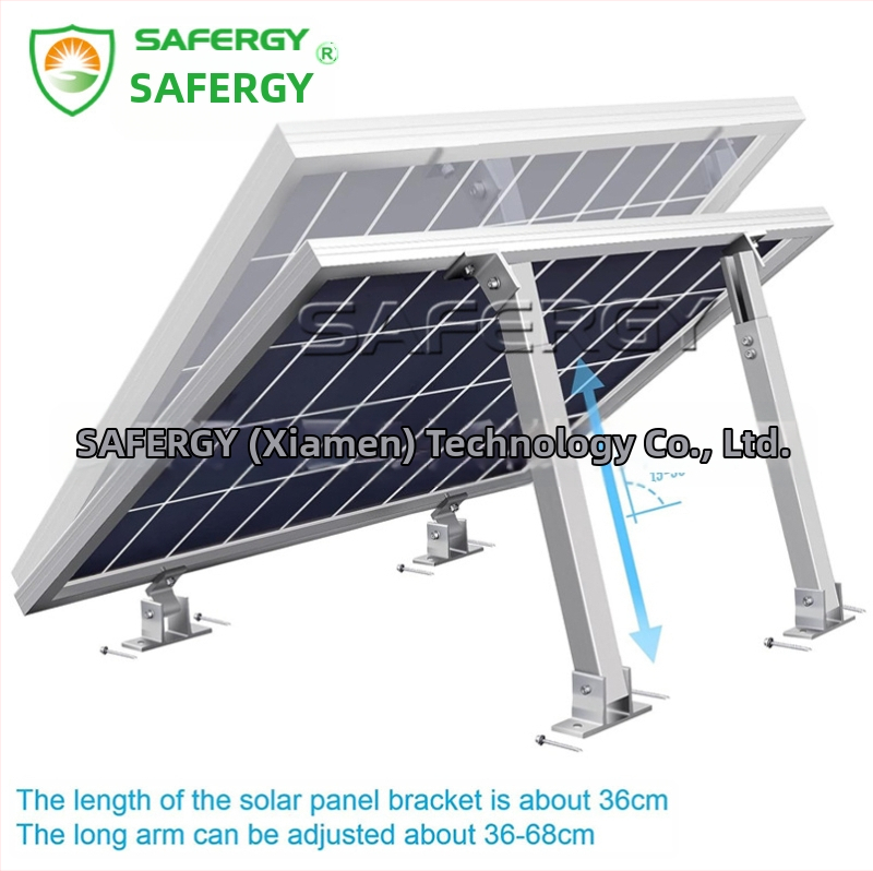 Регулируем монтажен държач за слънчеви панели за метален покрив с предни и задни крака; алуминиева сплав; наклон 15–30°; анодизиран; тегло 4 кг